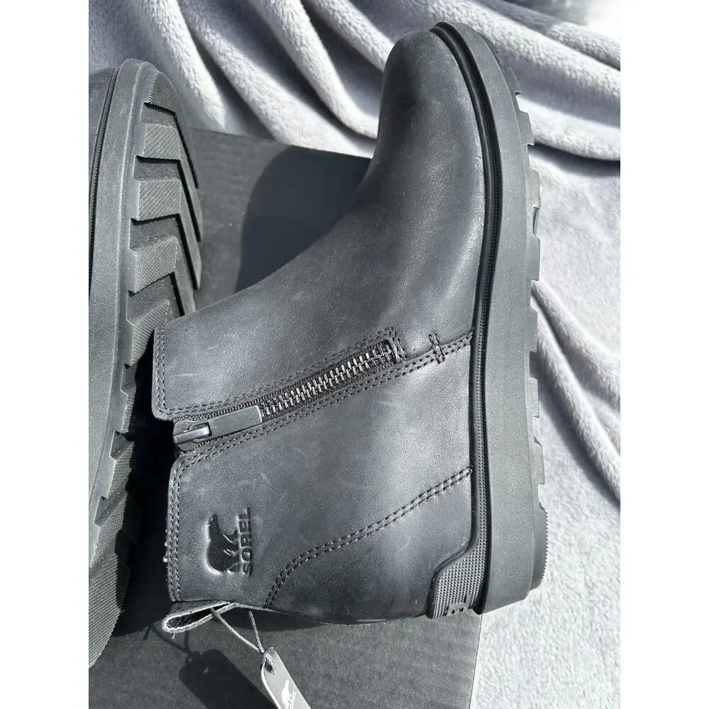 Sorel Evie II Chelsea Wedge Boots Womens 10.5 Black Leather Suede Waterproof NIB - Picture 5 of 9